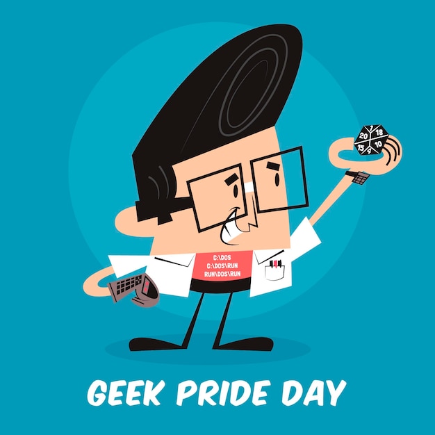 Cartoon geek pride day illustration