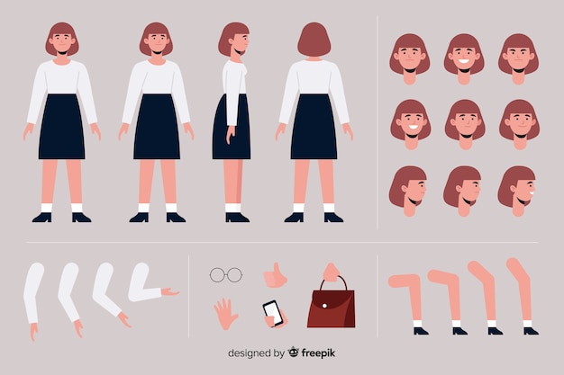 Cartoon girl character template