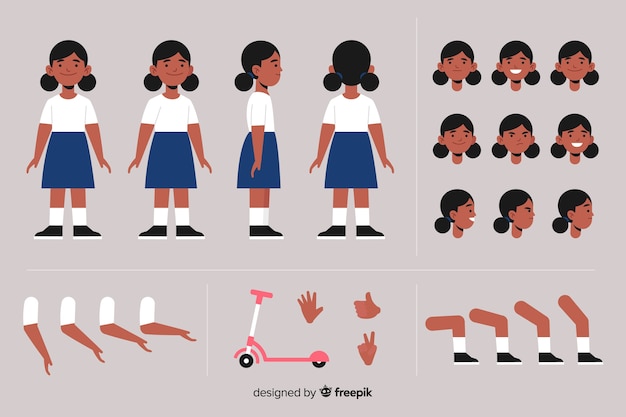 Cartoon girl character template