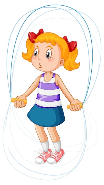 Cartoon girl jumping rope