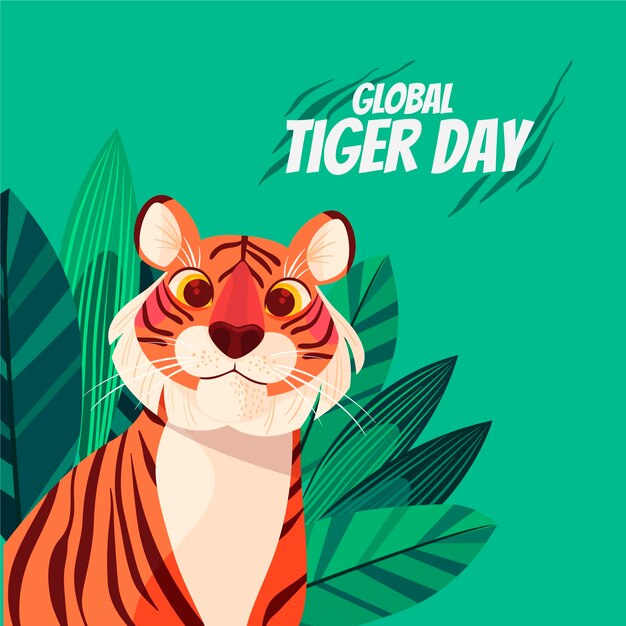 Cartoon global tiger day illustration