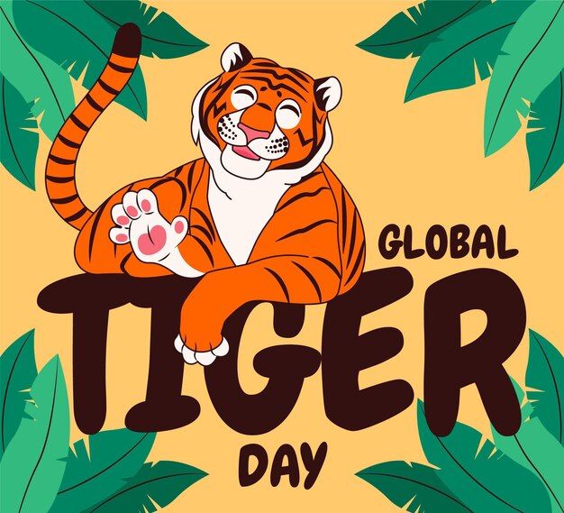 Cartoon global tiger day illustration