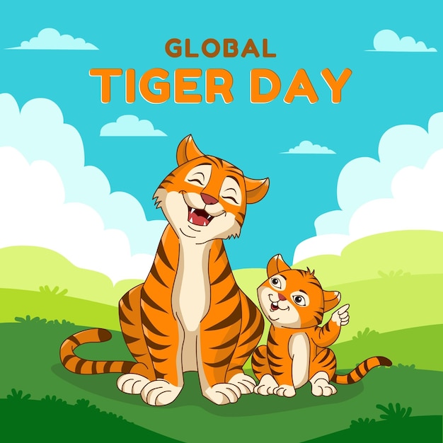 Cartoon global tiger day illustration