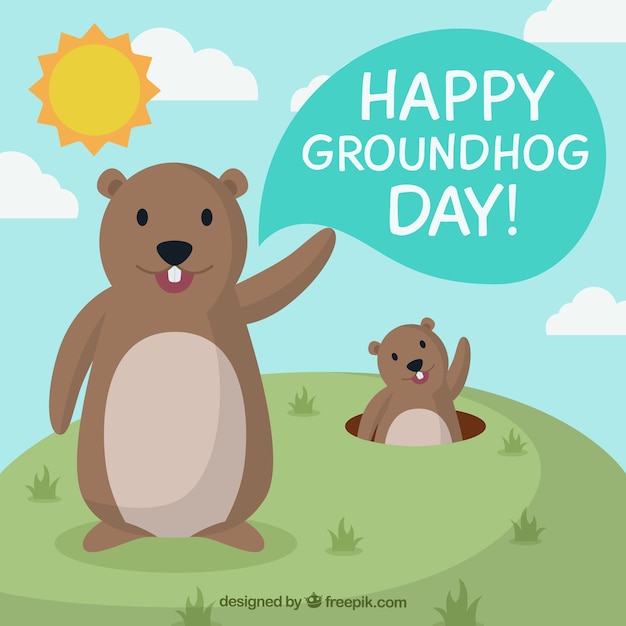 Free Vector cartoon groundhogs illustration