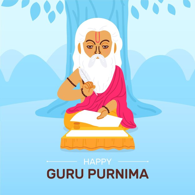 Cartoon guru purnima illustration