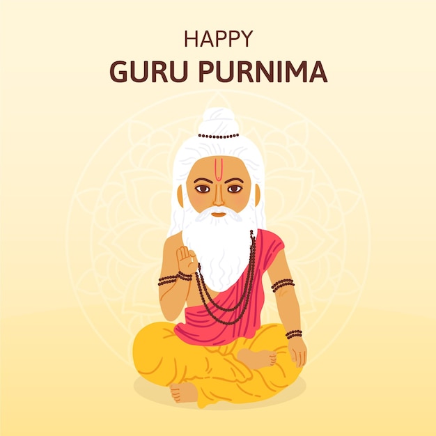 Cartoon guru purnima illustration