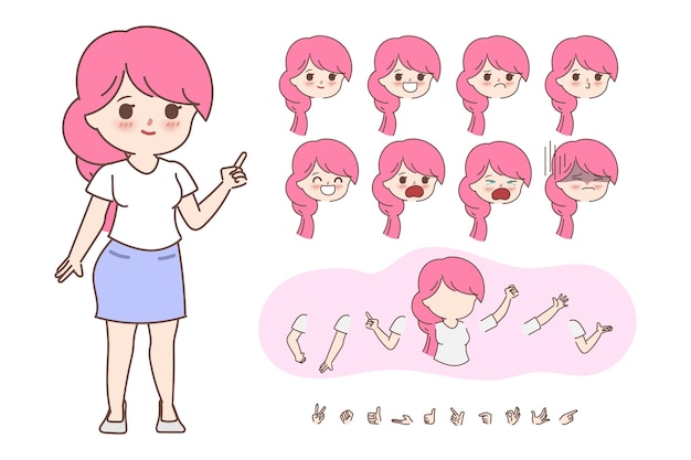 Cartoon hand drawn doodle cute woman in volunteer Character creation design for animated