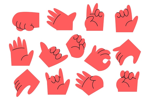 Free Vector cartoon hand gesture collection with pink skin tone