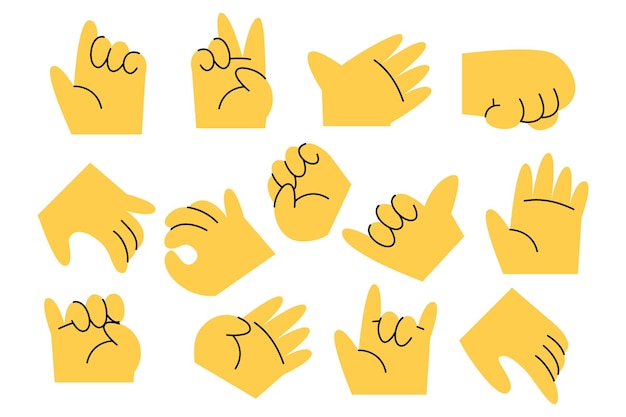 Free Vector cartoon hand gesture collection with yellow skin tone