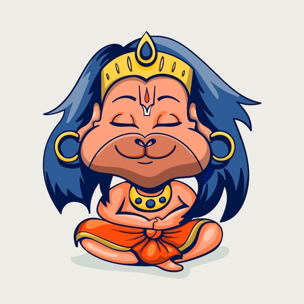 Free vector cartoon hanuman jayanti illustration