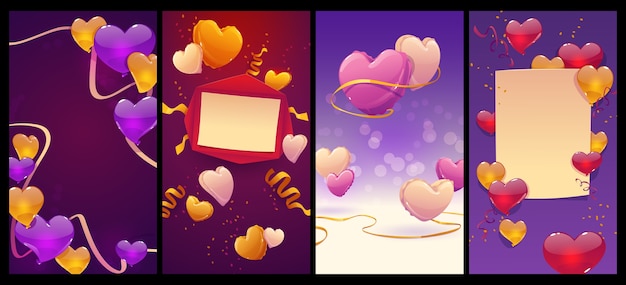 Free Vector cartoon heart ballon ig stories