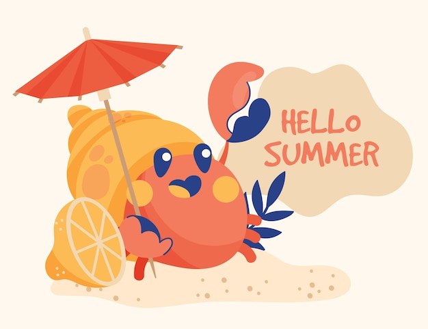 Free vector cartoon hello summer illustration