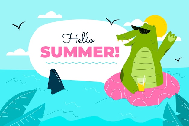 Free vector cartoon hello summer illustration