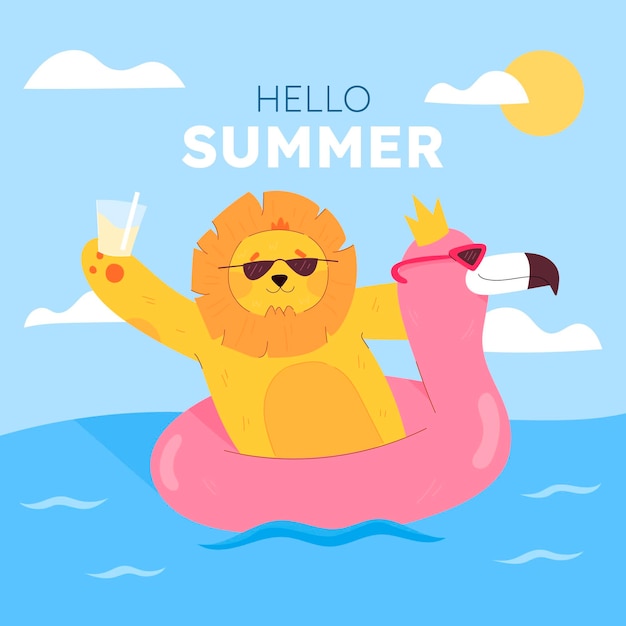 Free Vector cartoon hello summer illustration