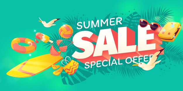 Cartoon hello summer sale illustration