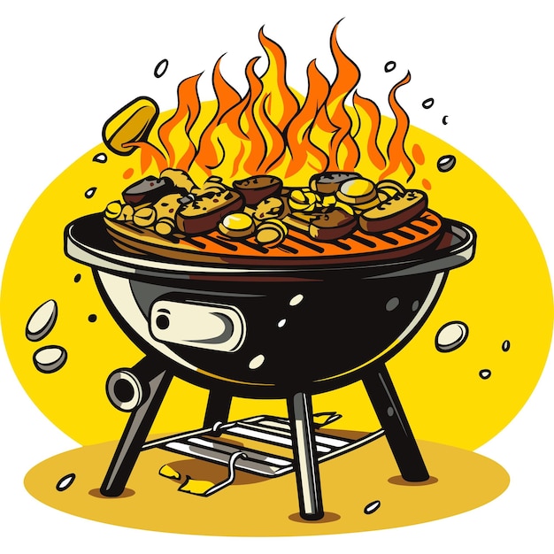 Free Vector cartoon illustration of a charcoal grill