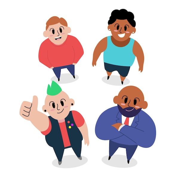 Cartoon illustration of people looking up