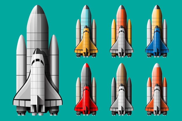 Free Vector cartoon illustration rocket launch isolated set.