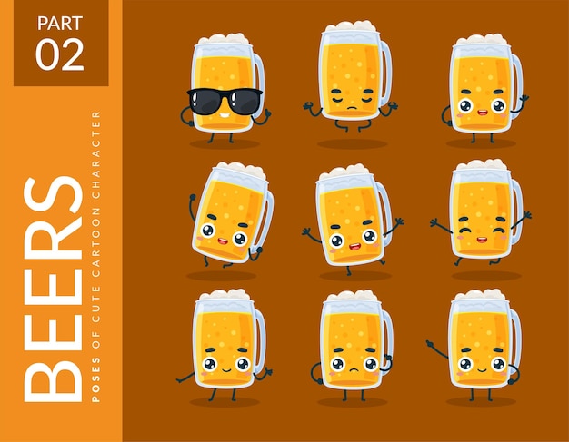 Free vector cartoon images of beer. set.