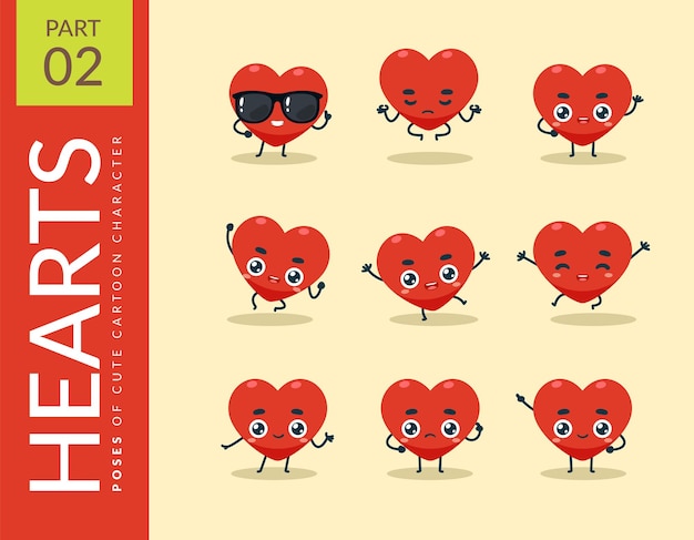 Cartoon images of The Red Heart. set.