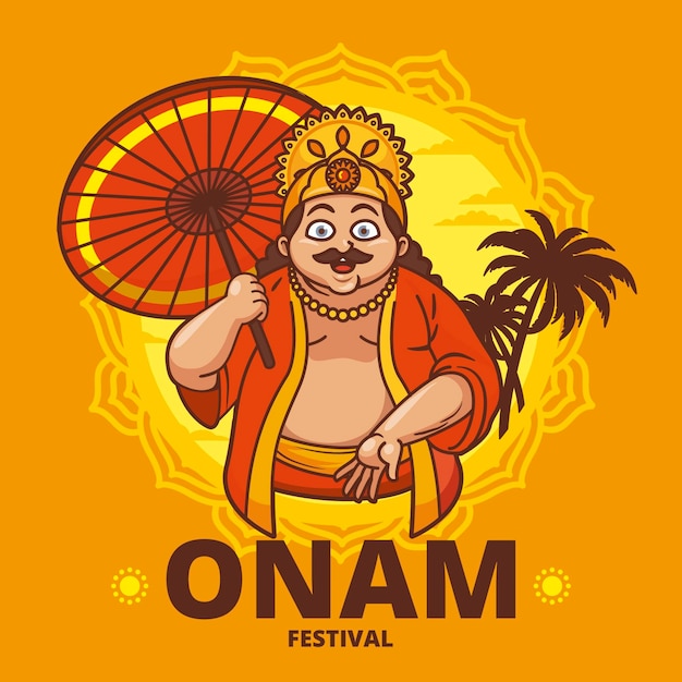 Cartoon indian onam illustration