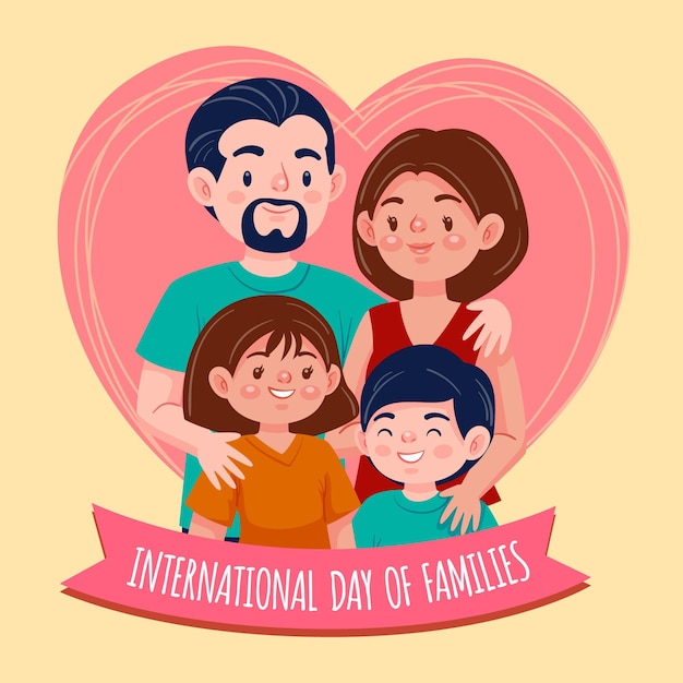 Cartoon international day of families illustration