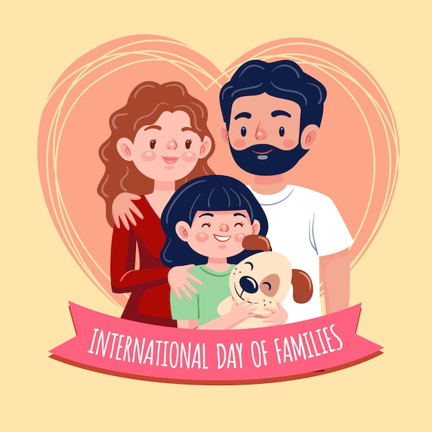 Cartoon international day of families illustration