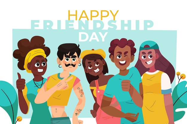 Free Vector cartoon international friendship day illustration