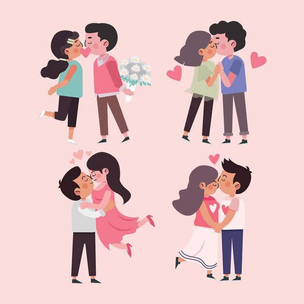 Cartoon international kissing day illustration