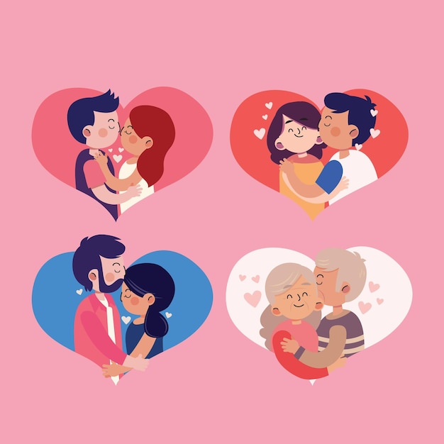 Cartoon international kissing day illustration