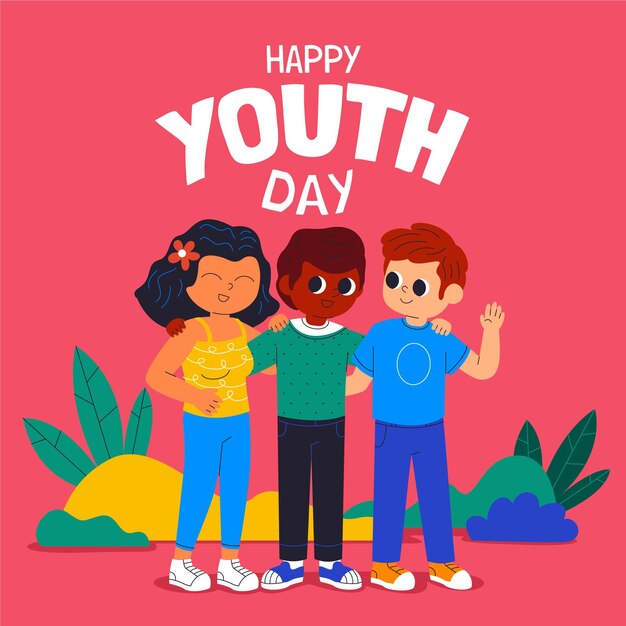 Cartoon international youth day illustration