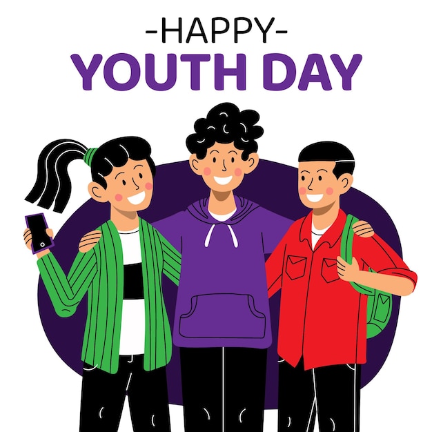 Free Vector cartoon international youth day illustration