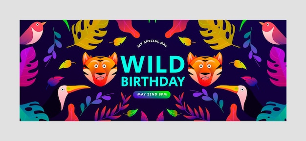 Cartoon jungle birthday party facebook cover