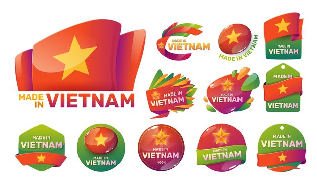 Cartoon made in vietnam stickers collection