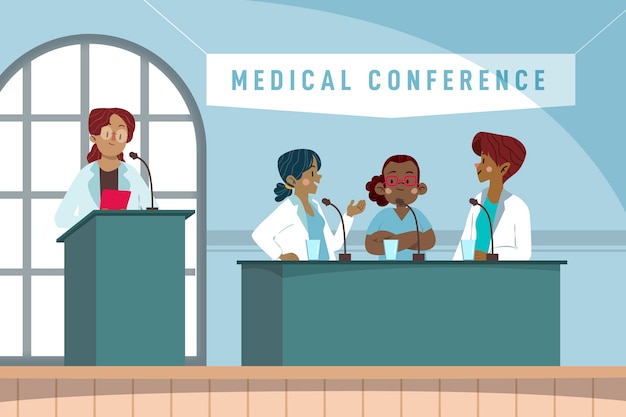 Cartoon medical conference illustration