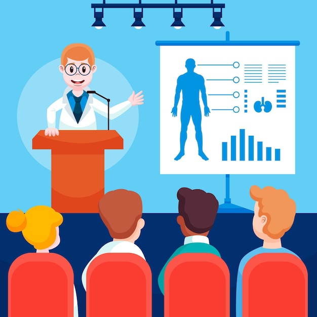 Free vector cartoon medical conference illustration