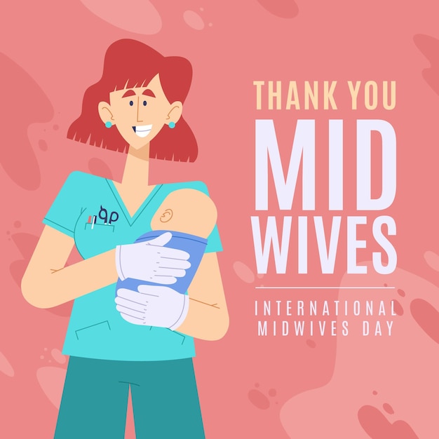 Cartoon midwives day illustration