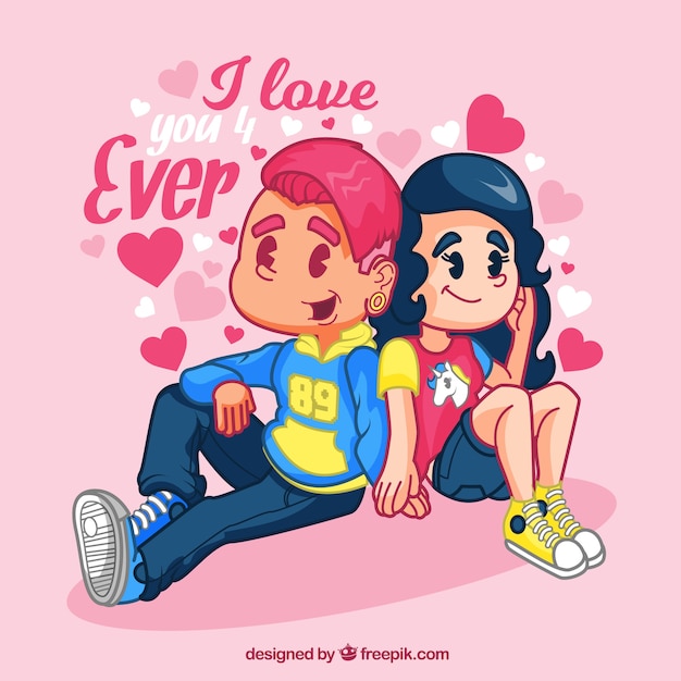 Free Vector  cartoon modern couple background