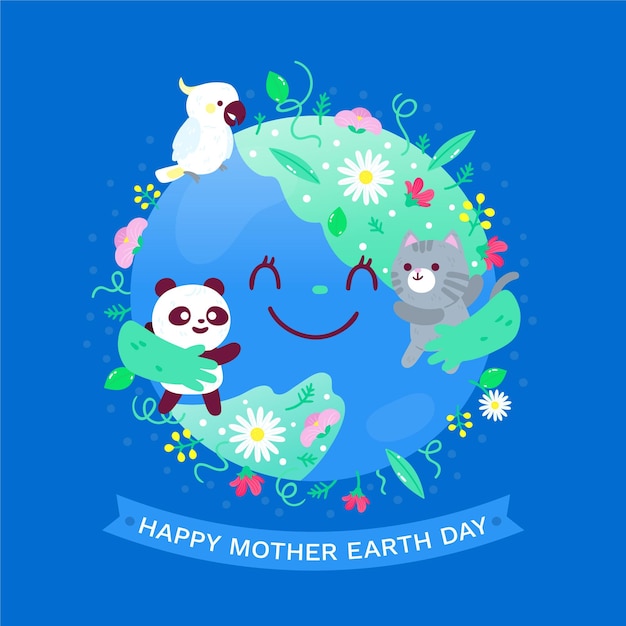 Cartoon mother earth day illustration