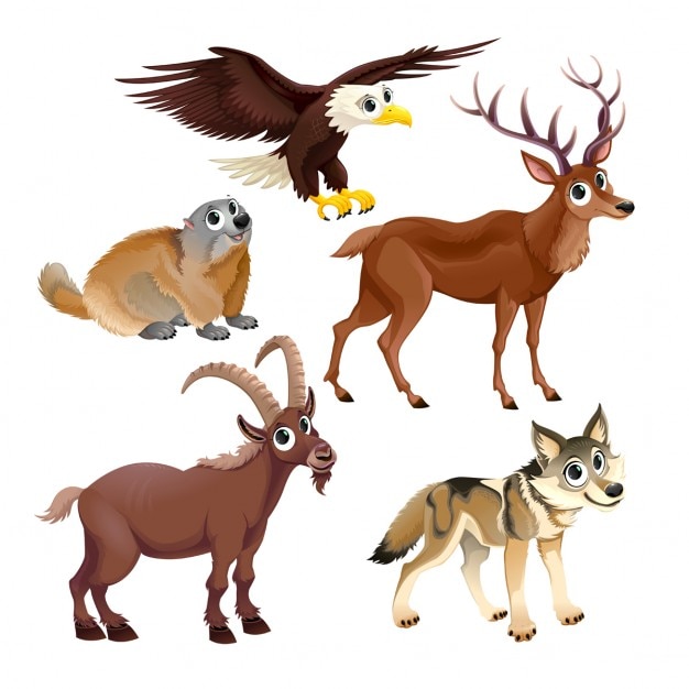 Free vector cartoon mountain animals