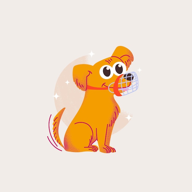 Free Vector cartoon muzzled dog illustrated