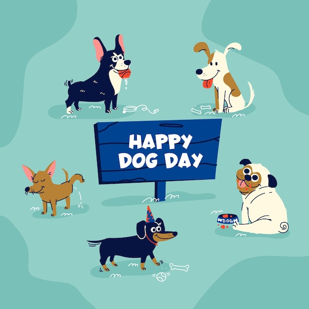 Free Vector cartoon national dog day illustration