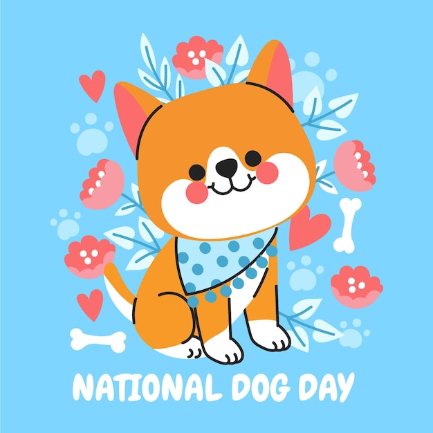 Cartoon national dog day illustration