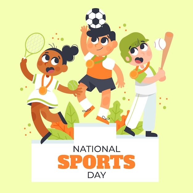 Cartoon national sports day illustration