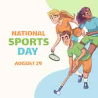 Free vector cartoon national sports day illustration