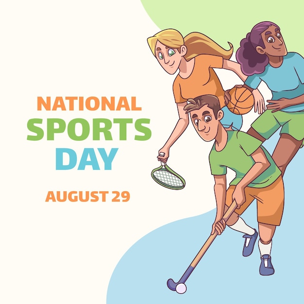 Cartoon national sports day illustration