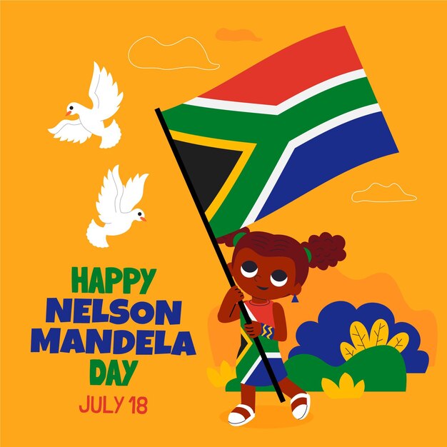 Cartoon nelson mandela international day illustration