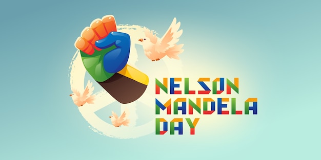 Cartoon nelson mandela international day illustration