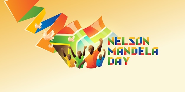 Cartoon nelson mandela international day illustration