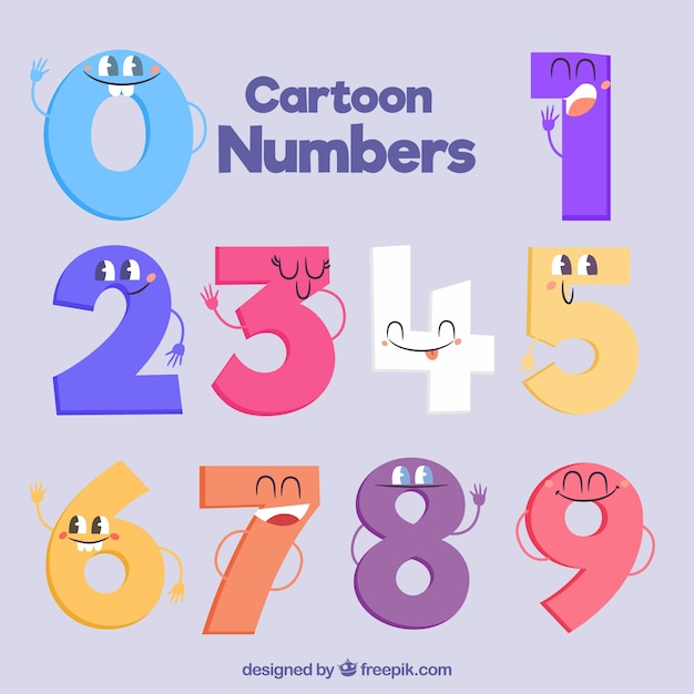 Cartoon number collection with characters